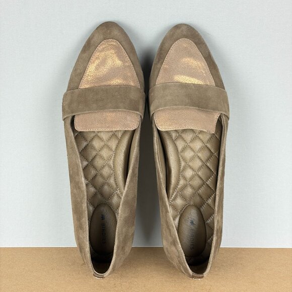 Birdies The Sparrow Suede Loafers Womens 10.5 Tan Metallic Slip On Flats - Picture 10 of 11